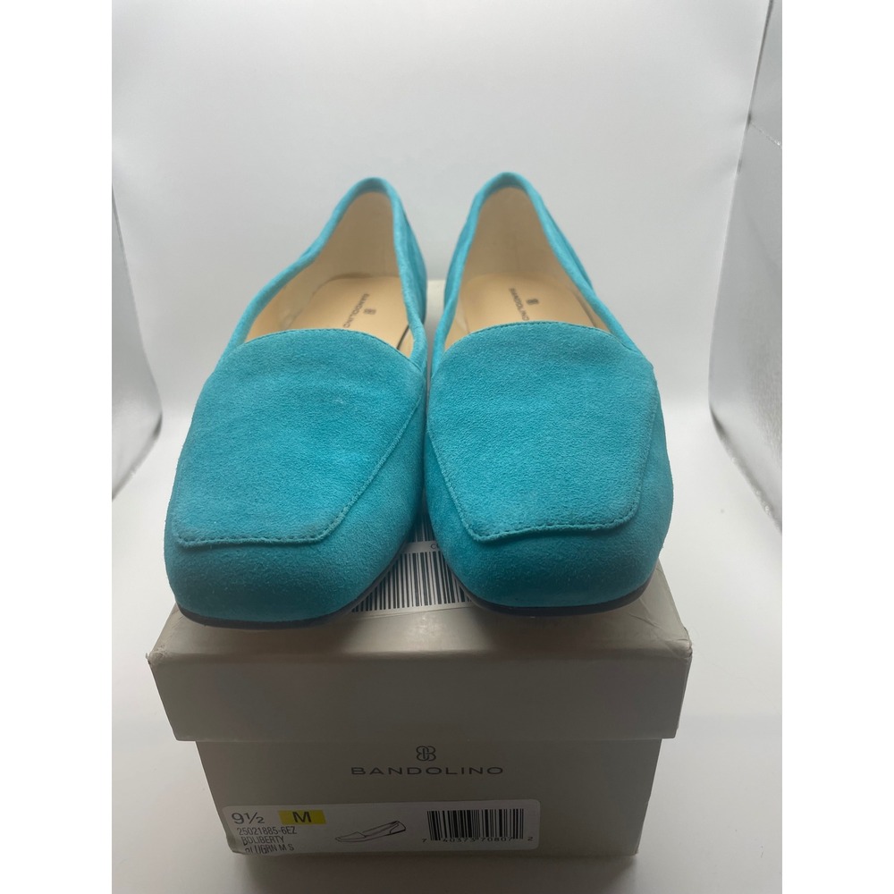 Bandolino Liberty Turquoise Blue Suede Square Toe Loafers Flats Womens 9.5M
